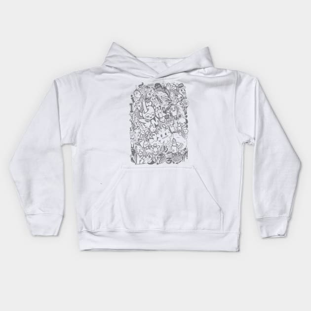 Faded Doodle Kids Hoodie by wotto